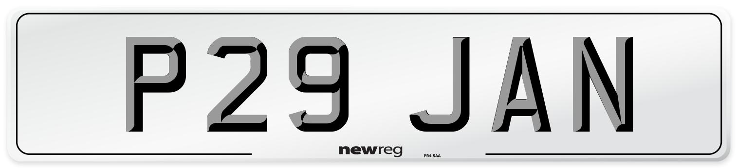 P29 JAN Number Plate from New Reg